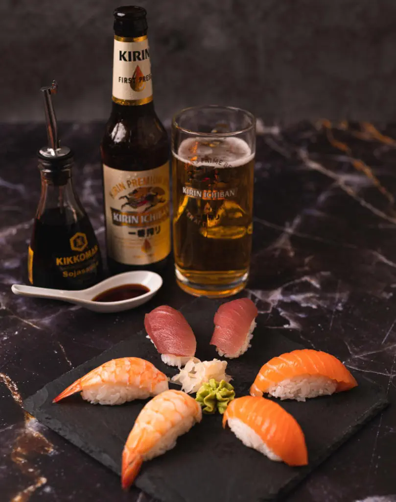 Nigri Kombination mit Kirin Ichiban | Food Fotografie | Content für Social Media